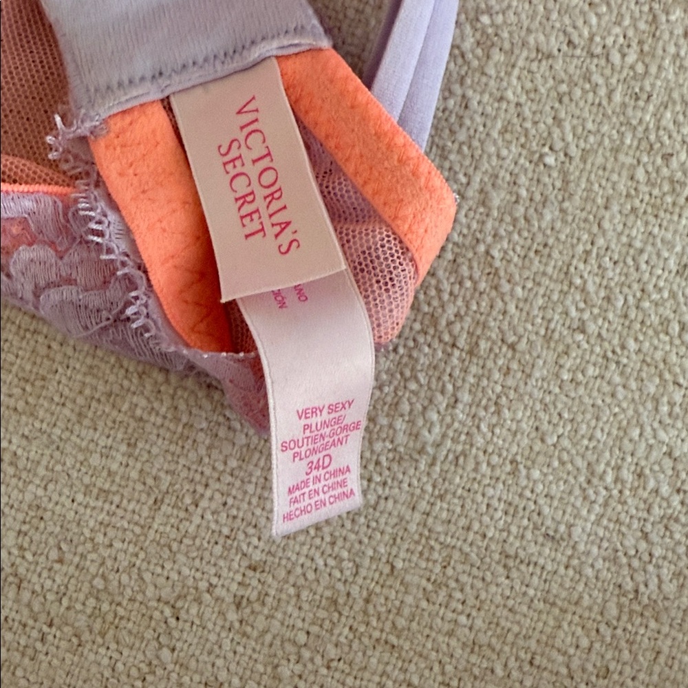 Victoria’s Secret Sexy Lace Trimmed Bra in Coral and Lavender - Picture 4 of 4